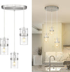 LMS 2-Pack Modern Matte Black Pendant Light, Adjustable Hanging Pendant Lighting with Hammered Glass, Tiltable Pendant Lighting for Kitchen Island, Bathroom, Bedroom, LMS-201 - Grand Goldman