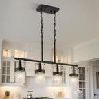 LMS 2-Pack Modern Matte Black Pendant Light, Adjustable Hanging Pendant Lighting with Hammered Glass, Tiltable Pendant Lighting for Kitchen Island, Bathroom, Bedroom, LMS-201 - Grand Goldman