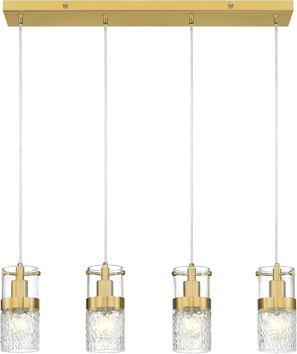 LMS 2-Pack Modern Matte Black Pendant Light, Adjustable Hanging Pendant Lighting with Hammered Glass, Tiltable Pendant Lighting for Kitchen Island, Bathroom, Bedroom, LMS-201 - Grand Goldman