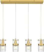 LMS 2-Pack Modern Matte Black Pendant Light, Adjustable Hanging Pendant Lighting with Hammered Glass, Tiltable Pendant Lighting for Kitchen Island, Bathroom, Bedroom, LMS-201 - Grand Goldman