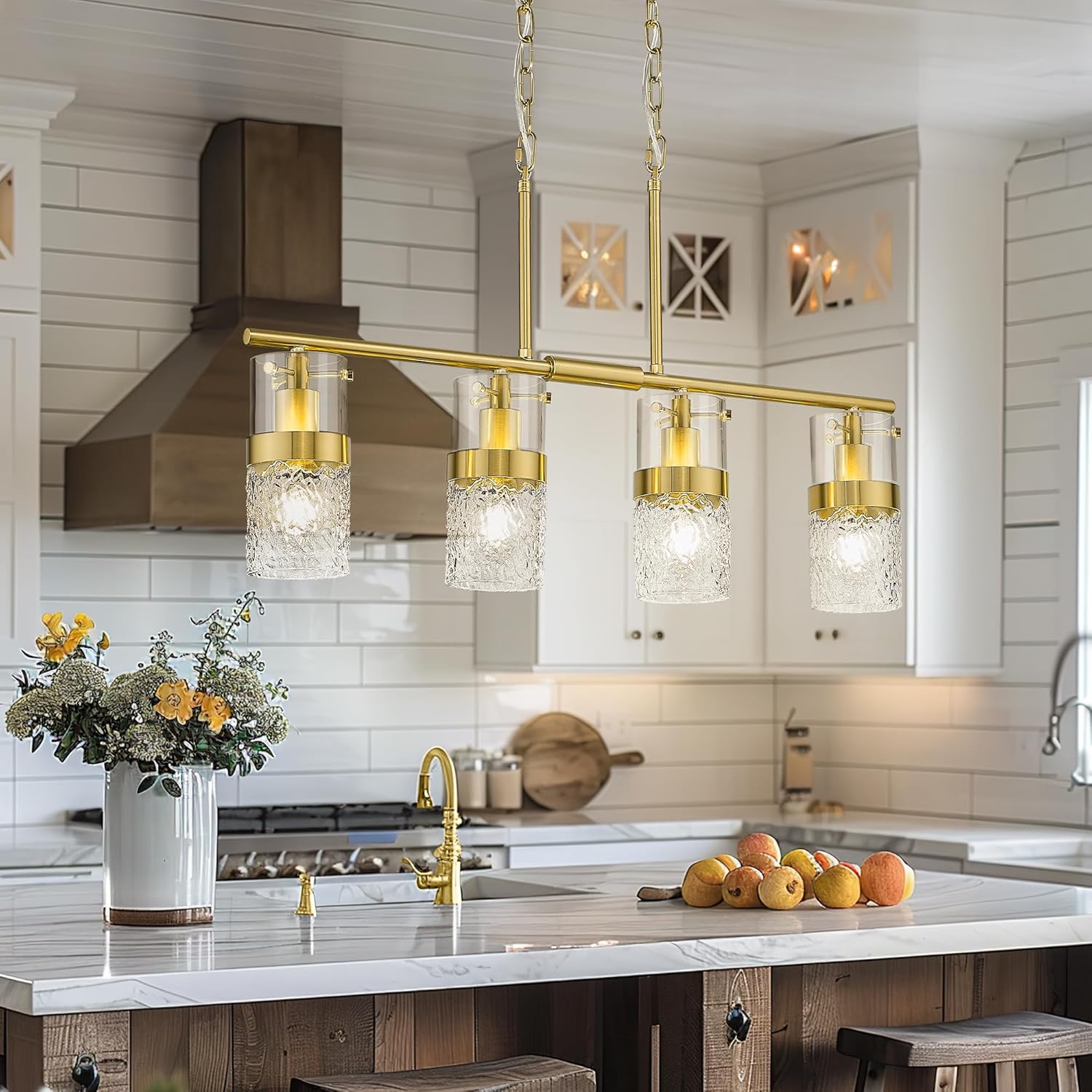 LMS 2-Pack Modern Matte Black Pendant Light, Adjustable Hanging Pendant Lighting with Hammered Glass, Tiltable Pendant Lighting for Kitchen Island, Bathroom, Bedroom, LMS-201 - Grand Goldman