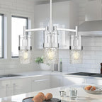 LMS 2-Pack Modern Matte Black Pendant Light, Adjustable Hanging Pendant Lighting with Hammered Glass, Tiltable Pendant Lighting for Kitchen Island, Bathroom, Bedroom, LMS-201 - Grand Goldman