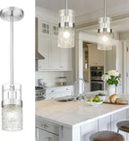 LMS 2-Pack Modern Matte Black Pendant Light, Adjustable Hanging Pendant Lighting with Hammered Glass, Tiltable Pendant Lighting for Kitchen Island, Bathroom, Bedroom, LMS-201 - Grand Goldman