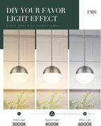 LMS 2 Pack Modern Pendant Lights, Mid Century Brushed Nickel Kitchen Lighting with White Globe Glass Shade, Adjustable Hanging Light Fixtures Ceiling Light for Home Office Dining Room, LMS-186BN2PK - Grand Goldman