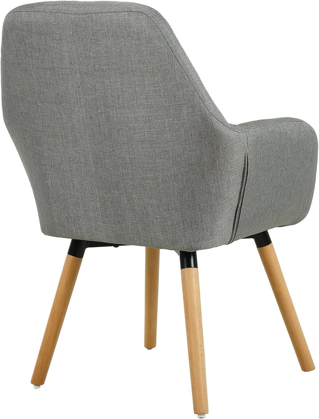 LSSBOUGHT Vanity Chair Makeup Chair Accent Chair with Arms for Living Room Bedroom Home Office Mid Century Modern Upholstered Arm Chair Sofa Chair with Solid Wood Legs(Gray) - Grand Goldman