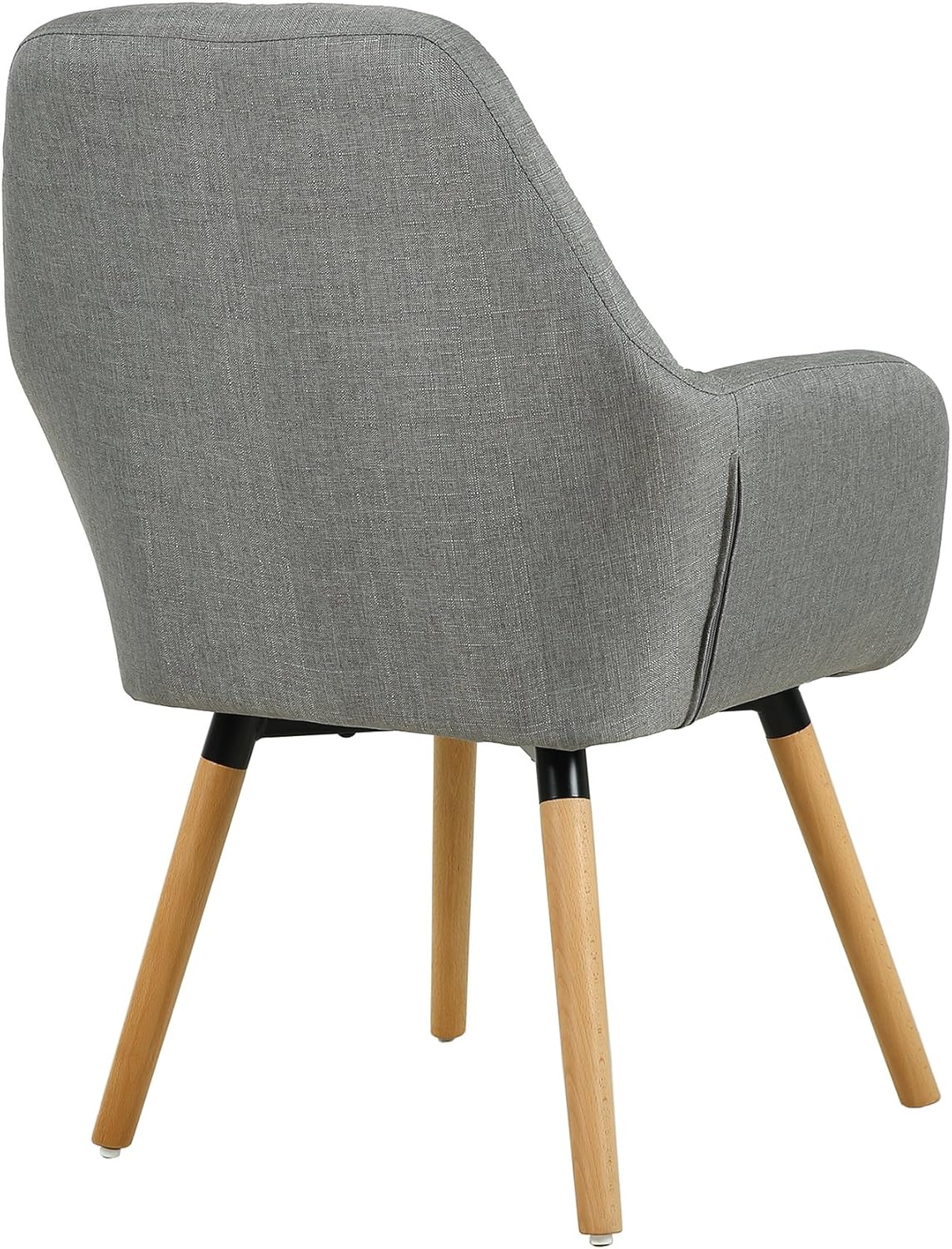LSSBOUGHT Vanity Chair Makeup Chair Accent Chair with Arms for Living Room Bedroom Home Office Mid Century Modern Upholstered Arm Chair Sofa Chair with Solid Wood Legs(Gray) - Grand Goldman