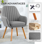 LSSBOUGHT Vanity Chair Makeup Chair Accent Chair with Arms for Living Room Bedroom Home Office Mid Century Modern Upholstered Arm Chair Sofa Chair with Solid Wood Legs(Gray) - Grand Goldman