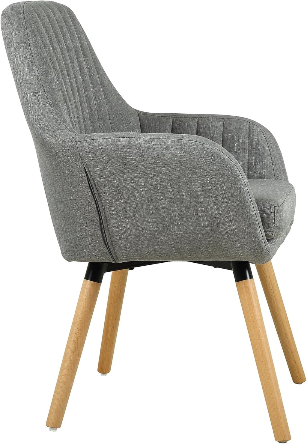 LSSBOUGHT Vanity Chair Makeup Chair Accent Chair with Arms for Living Room Bedroom Home Office Mid Century Modern Upholstered Arm Chair Sofa Chair with Solid Wood Legs(Gray) - Grand Goldman