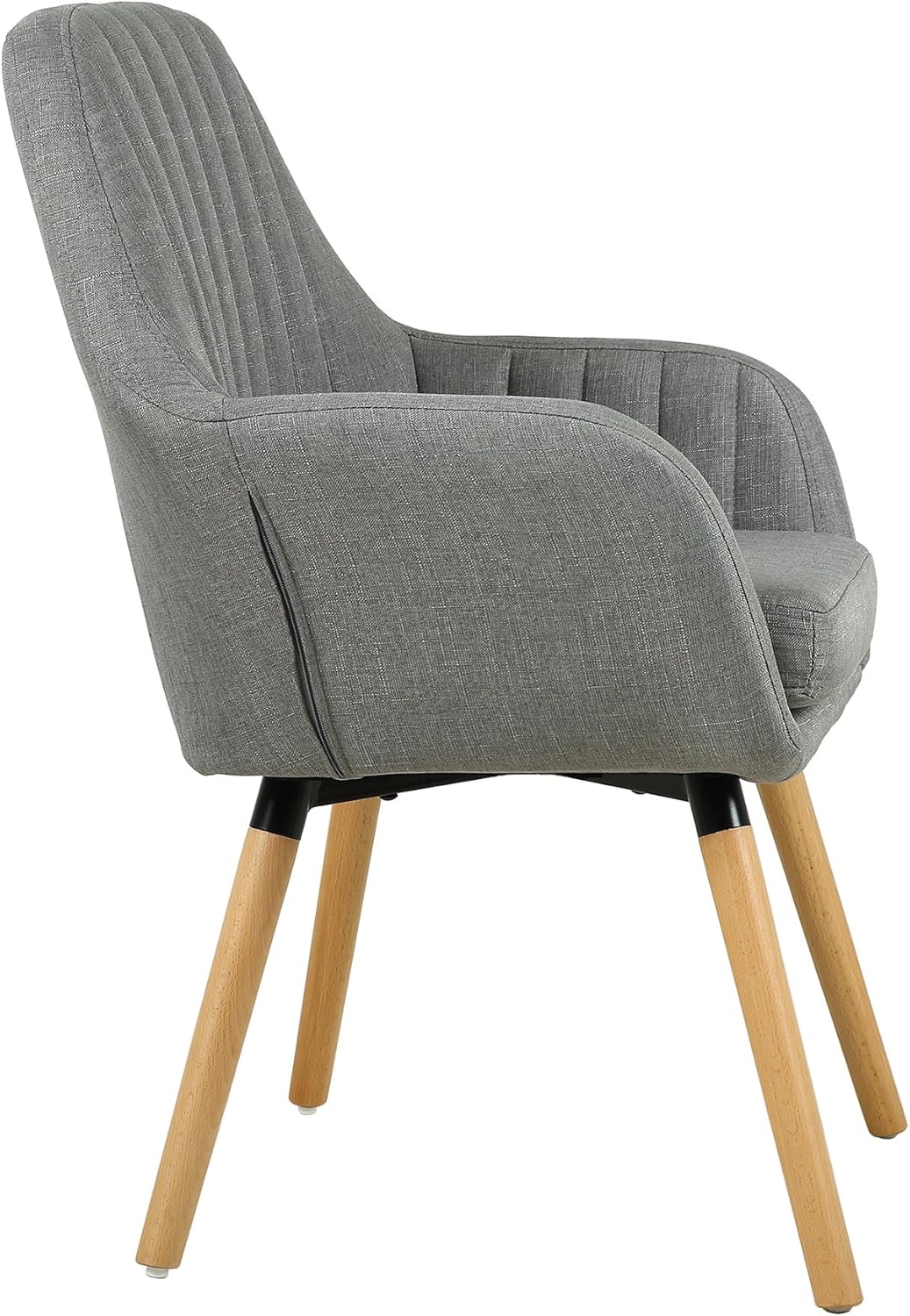 LSSBOUGHT Vanity Chair Makeup Chair Accent Chair with Arms for Living Room Bedroom Home Office Mid Century Modern Upholstered Arm Chair Sofa Chair with Solid Wood Legs(Gray) - Grand Goldman