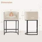 LUE BONA 27" H Counter Height Bar Stools, Modern Barrel Counter Stools with Backrest and Arms, Black Metal Frames, Linen Fabric Upholstered Accent Barstools for Kitchen Island, Linen Color - Grand Goldman