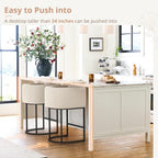 LUE BONA 27" H Counter Height Bar Stools, Modern Barrel Counter Stools with Backrest and Arms, Black Metal Frames, Linen Fabric Upholstered Accent Barstools for Kitchen Island, Linen Color - Grand Goldman