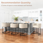 LUE BONA 27" H Counter Height Bar Stools, Modern Barrel Counter Stools with Backrest and Arms, Black Metal Frames, Linen Fabric Upholstered Accent Barstools for Kitchen Island, Linen Color - Grand Goldman