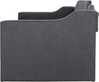LUSPAZ Twin Size Upholstered Daybed with Wheeled Trundle and Curved Back Design, Multifunctional Modern Corner Sofa Bed Frame, Easy Assembly, No Box Spring Required, for Living Room or Bedroom, Black - Grand Goldman