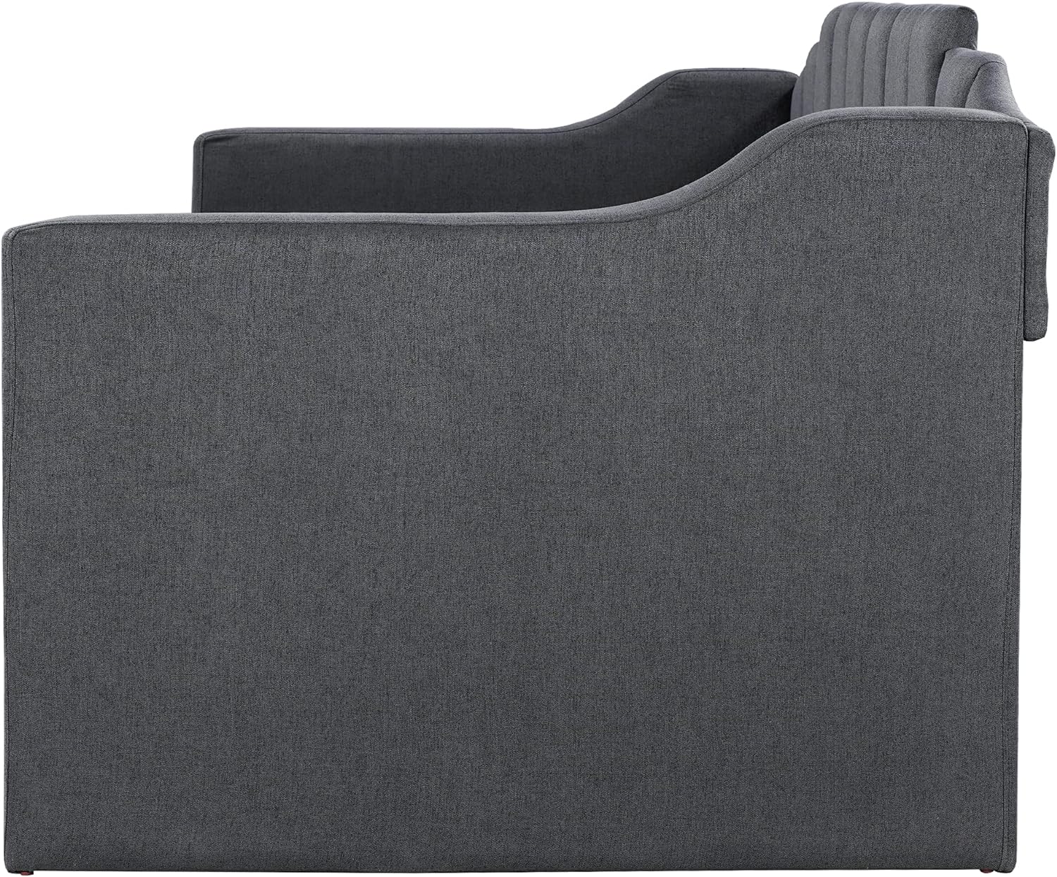 LUSPAZ Twin Size Upholstered Daybed with Wheeled Trundle and Curved Back Design, Multifunctional Modern Corner Sofa Bed Frame, Easy Assembly, No Box Spring Required, for Living Room or Bedroom, Black - Grand Goldman