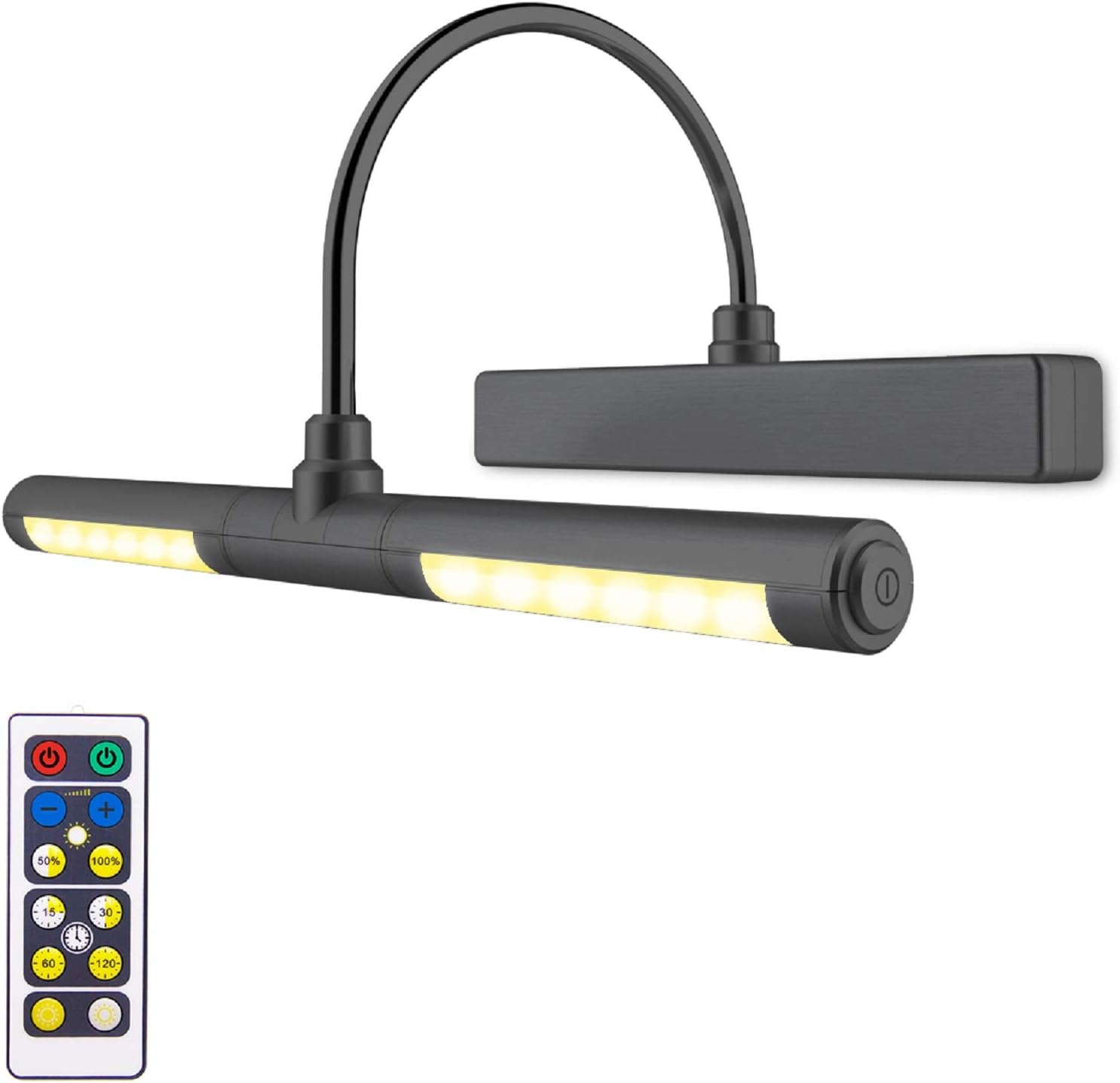 LUXSWAY Wireless Picture Light Battery Operated, Remote Control Painting Light with Rotatable Light Tube, Dimmable and Timer Off Art Display Light for Picture Frame Artworking Portrait -Orange Gold - Grand Goldman