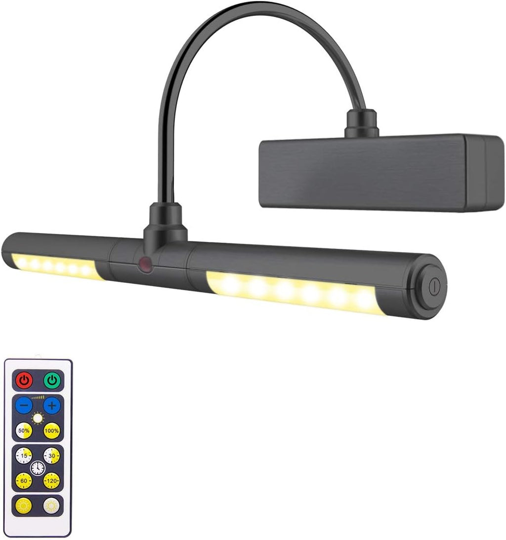 LUXSWAY Wireless Picture Light Battery Operated, Remote Control Painting Light with Rotatable Light Tube, Dimmable and Timer Off Art Display Light for Picture Frame Artworking Portrait -Orange Gold - Grand Goldman