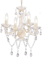 LaLuLa White Chandelier Mini Crystal Chandelier Lighting Small Acrylic Chandelier 4 Light Modern Pendant Light Fixtures - Grand Goldman