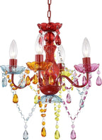 LaLuLa White Chandelier Mini Crystal Chandelier Lighting Small Acrylic Chandelier 4 Light Modern Pendant Light Fixtures - Grand Goldman