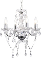 LaLuLa White Chandelier Mini Crystal Chandelier Lighting Small Acrylic Chandelier 4 Light Modern Pendant Light Fixtures - Grand Goldman