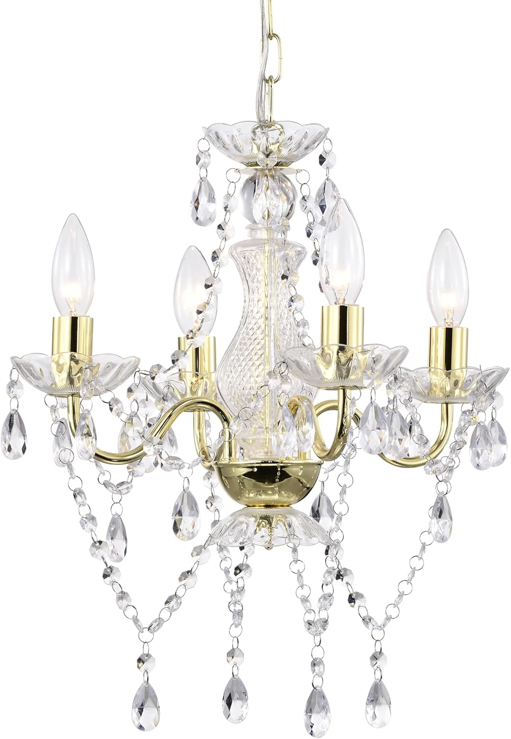 LaLuLa White Chandelier Mini Crystal Chandelier Lighting Small Acrylic Chandelier 4 Light Modern Pendant Light Fixtures - Grand Goldman