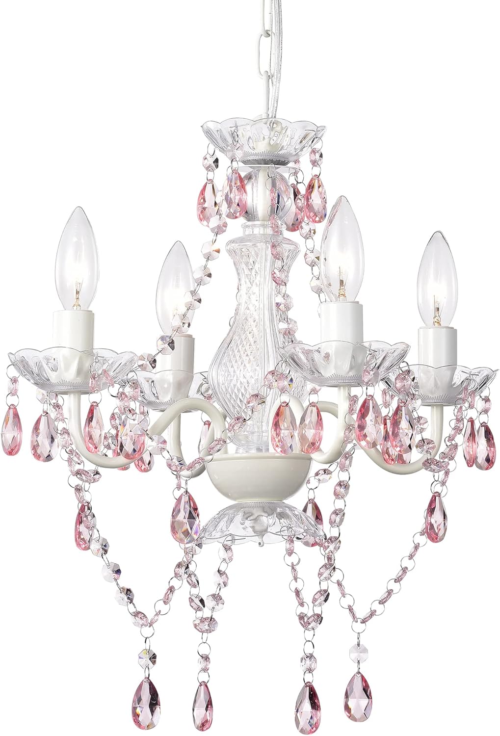 LaLuLa White Chandelier Mini Crystal Chandelier Lighting Small Acrylic Chandelier 4 Light Modern Pendant Light Fixtures - Grand Goldman