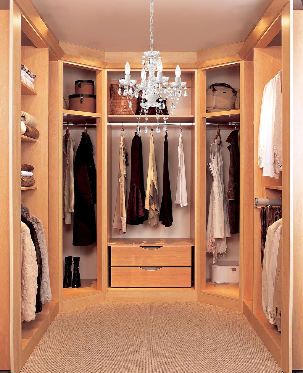 LaLuLa White Chandelier Mini Crystal Chandelier Lighting Small Acrylic Chandelier 4 Light Modern Pendant Light Fixtures - Grand Goldman