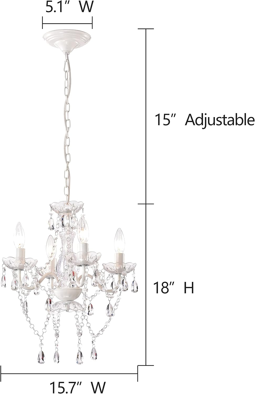 LaLuLa White Chandelier Mini Crystal Chandelier Lighting Small Acrylic Chandelier 4 Light Modern Pendant Light Fixtures - Grand Goldman