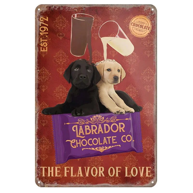 Labrador Corgi Boxer Dogs Coffee Co. Metal Tin Signs Posters Plate Wall Decor for Bars Man Cave Cafe Clubs Retro Posters Plaque - Grand Goldman