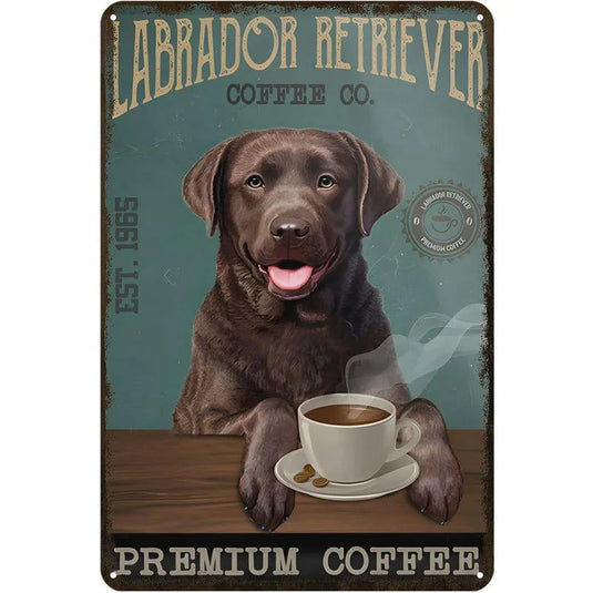 Labrador Corgi Boxer Dogs Coffee Co. Metal Tin Signs Posters Plate Wall Decor for Bars Man Cave Cafe Clubs Retro Posters Plaque - Grand Goldman