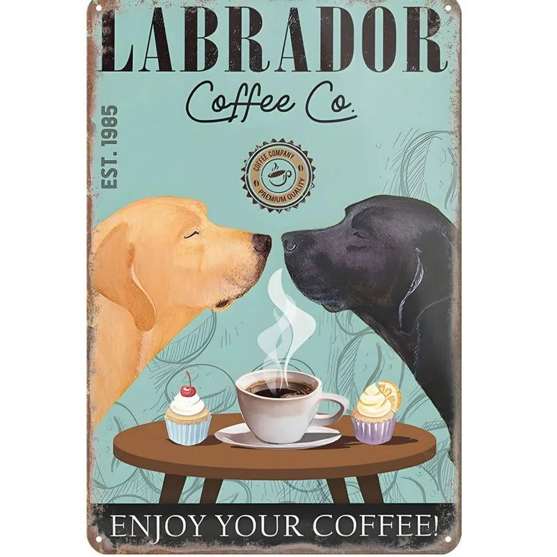 Labrador Corgi Boxer Dogs Coffee Co. Metal Tin Signs Posters Plate Wall Decor for Bars Man Cave Cafe Clubs Retro Posters Plaque - Grand Goldman