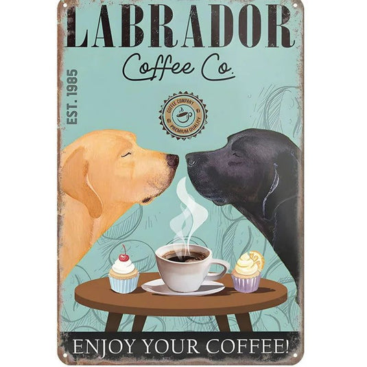 Labrador Corgi Boxer Dogs Coffee Co. Metal Tin Signs Posters Plate Wall Decor for Bars Man Cave Cafe Clubs Retro Posters Plaque - Grand Goldman