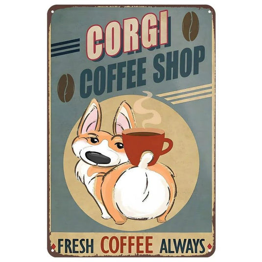 Labrador Corgi Boxer Dogs Coffee Co. Metal Tin Signs Posters Plate Wall Decor for Bars Man Cave Cafe Clubs Retro Posters Plaque - Grand Goldman