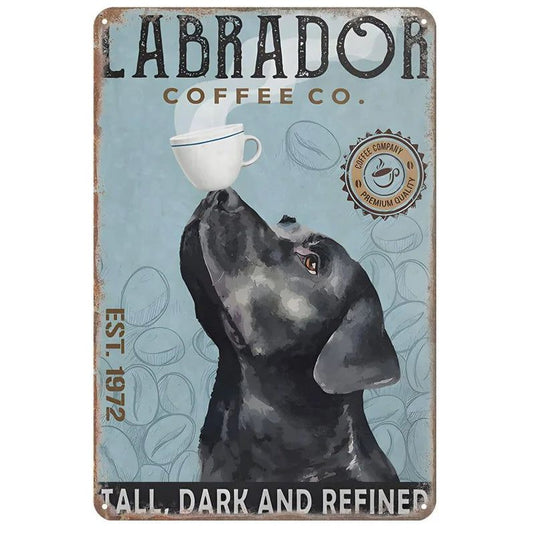 Labrador Corgi Boxer Dogs Coffee Co. Metal Tin Signs Posters Plate Wall Decor for Bars Man Cave Cafe Clubs Retro Posters Plaque - Grand Goldman