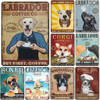 Labrador Corgi Boxer Dogs Coffee Co. Metal Tin Signs Posters Plate Wall Decor for Bars Man Cave Cafe Clubs Retro Posters Plaque - Grand Goldman
