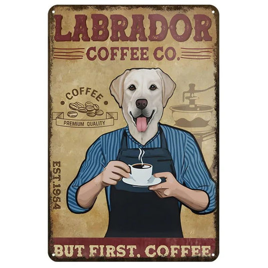 Labrador Corgi Boxer Dogs Coffee Co. Metal Tin Signs Posters Plate Wall Decor for Bars Man Cave Cafe Clubs Retro Posters Plaque - Grand Goldman