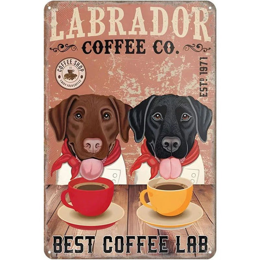 Labrador Corgi Boxer Dogs Coffee Co. Metal Tin Signs Posters Plate Wall Decor for Bars Man Cave Cafe Clubs Retro Posters Plaque - Grand Goldman