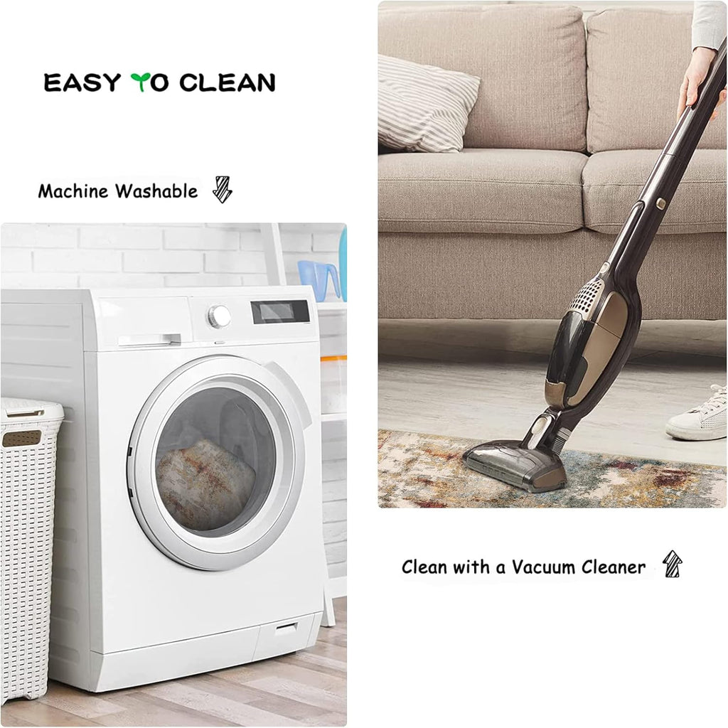 Lahome Modern Abstract Area Rug - 2x3 Washable Small Entryway Rug Kitchen Sink Mat Contemporary Faux Wool Non-Slip Soft Floor Indoor Carpet for Front Door Kitchen Bathroom Pet RV,Red/Multi - Grand Goldman