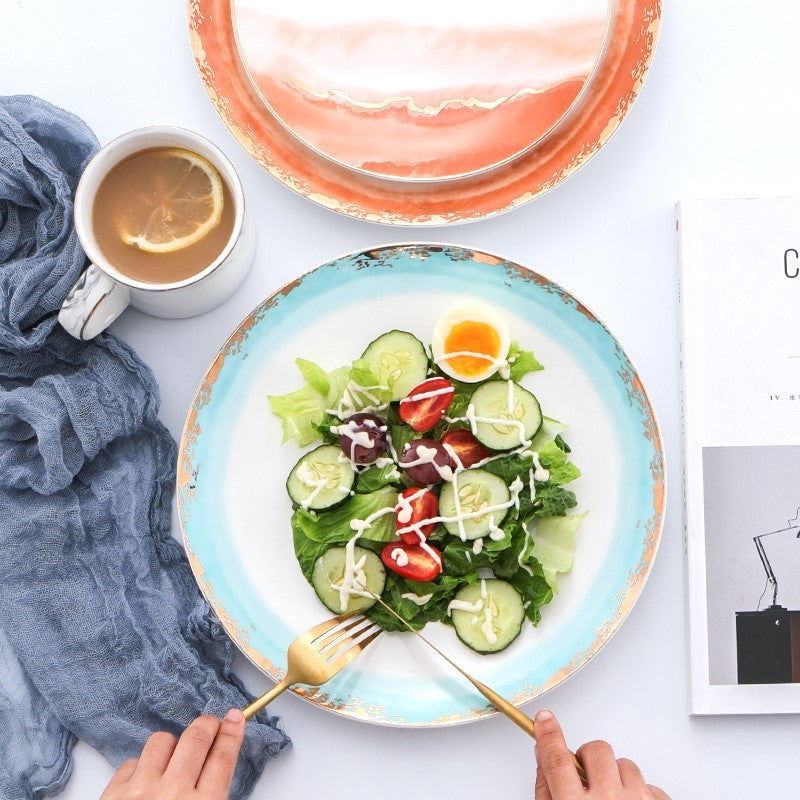 Landscape pattern ceramic dinner plate - Grand Goldman