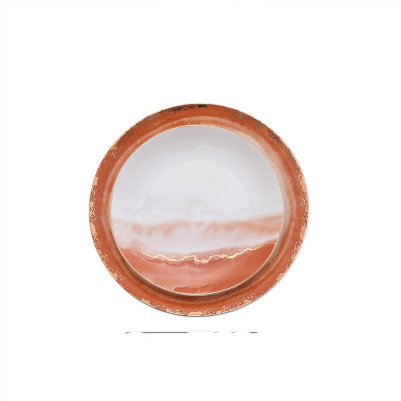 Landscape pattern ceramic dinner plate - Grand Goldman