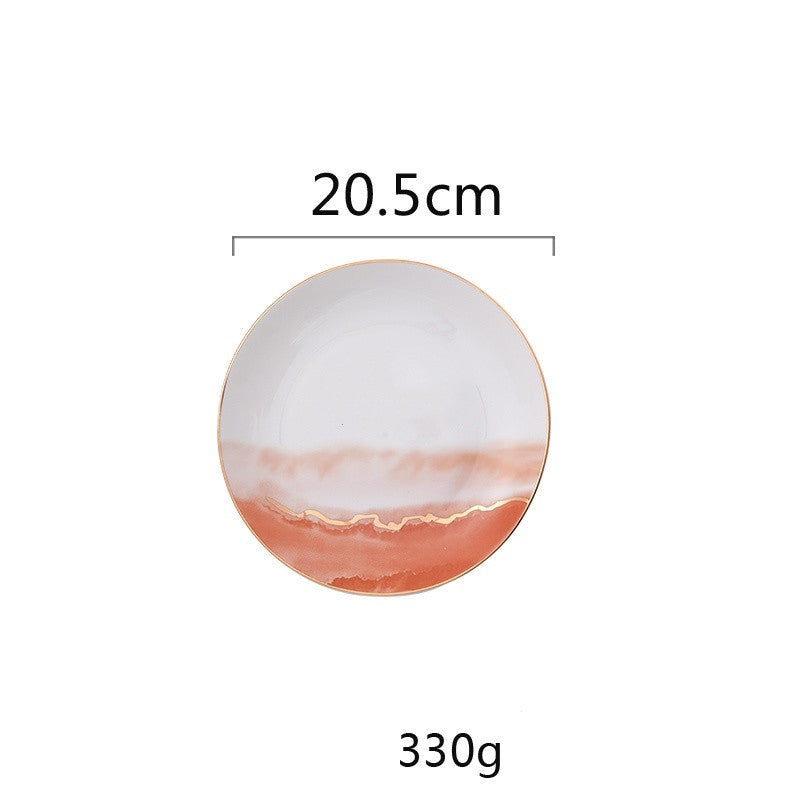 Landscape pattern ceramic dinner plate - Grand Goldman