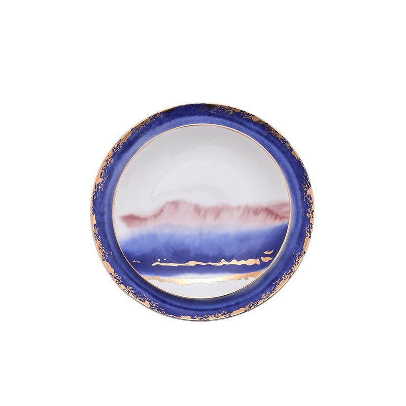 Landscape pattern ceramic dinner plate - Grand Goldman