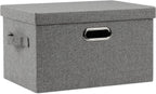 Large 17" 36 Quart Collapsible Stackable Storage Bins with Lids, 3 Packs Beige Linen Fabric Closet Boxes with Lids, Storage Cube Baskets Container Organizers for Bedroom Office(17 x12 x11) - Grand Goldman