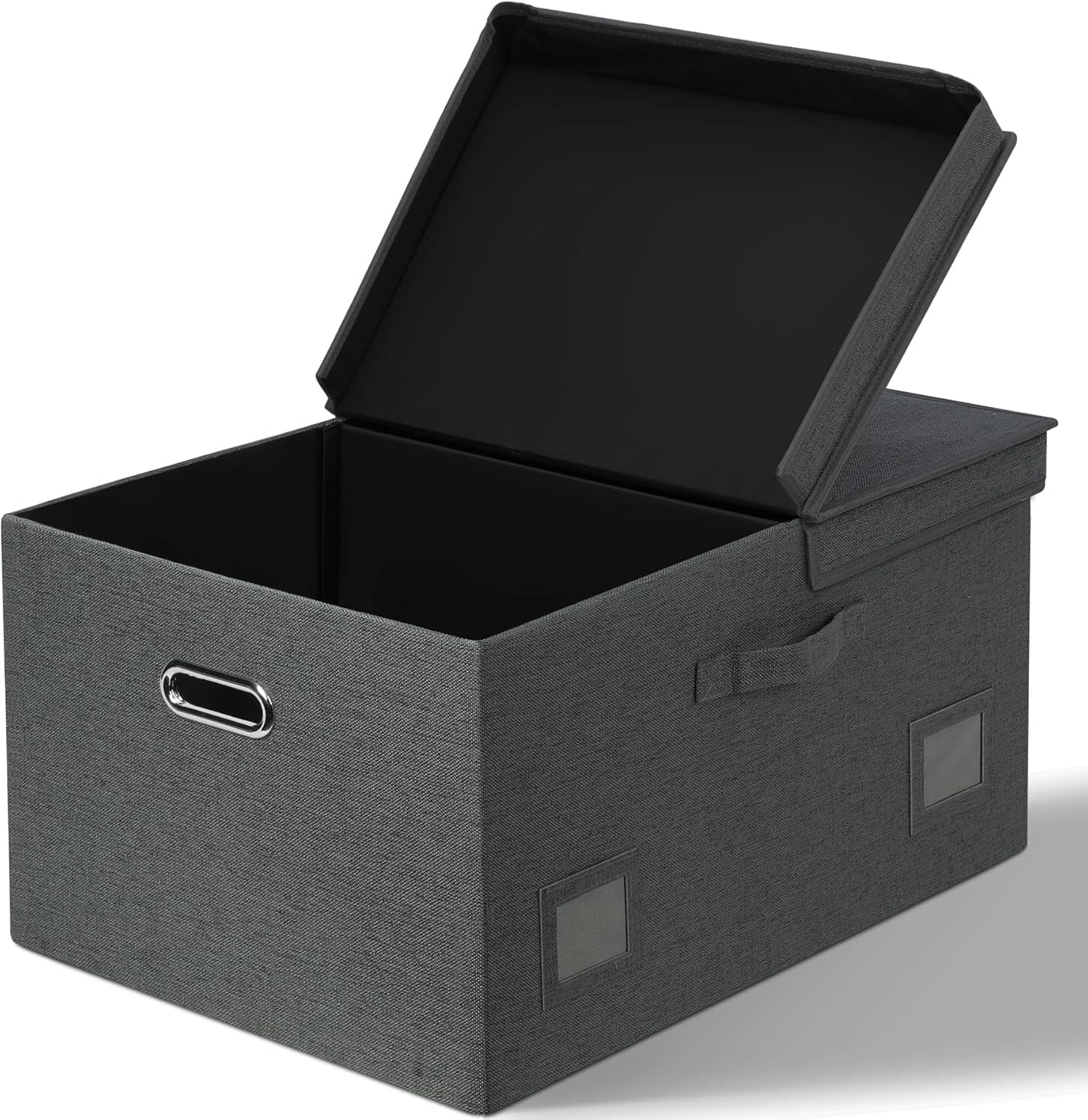 Large 17" 36 Quart Collapsible Stackable Storage Bins with Lids, 3 Packs Beige Linen Fabric Closet Boxes with Lids, Storage Cube Baskets Container Organizers for Bedroom Office(17 x12 x11) - Grand Goldman