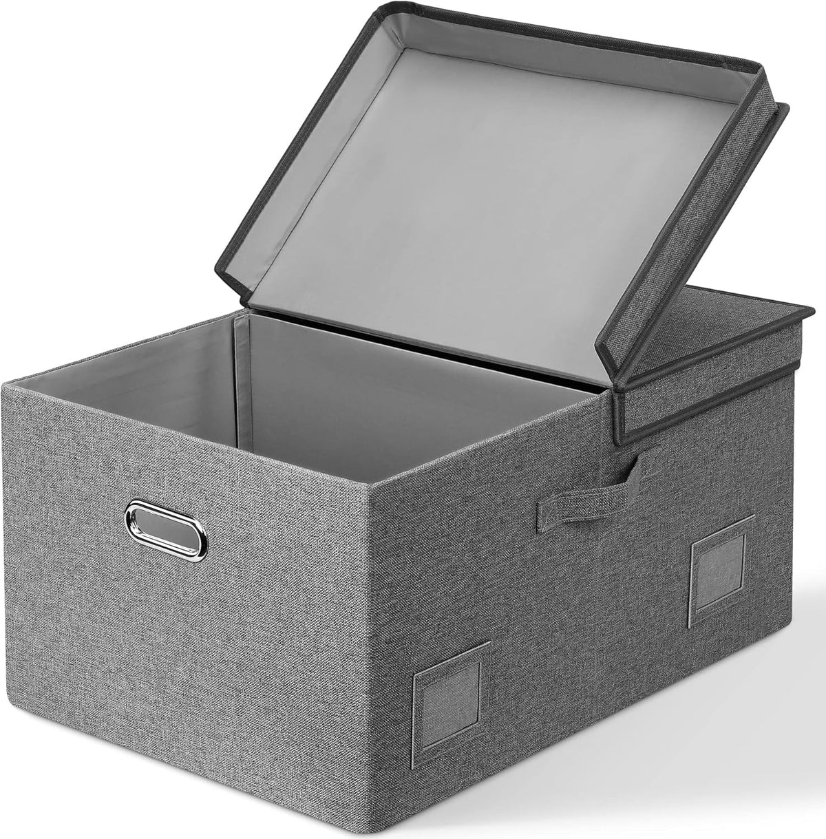 Large 17" 36 Quart Collapsible Stackable Storage Bins with Lids, 3 Packs Beige Linen Fabric Closet Boxes with Lids, Storage Cube Baskets Container Organizers for Bedroom Office(17 x12 x11) - Grand Goldman