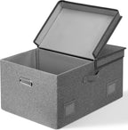 Large 17" 36 Quart Collapsible Stackable Storage Bins with Lids, 3 Packs Beige Linen Fabric Closet Boxes with Lids, Storage Cube Baskets Container Organizers for Bedroom Office(17 x12 x11) - Grand Goldman