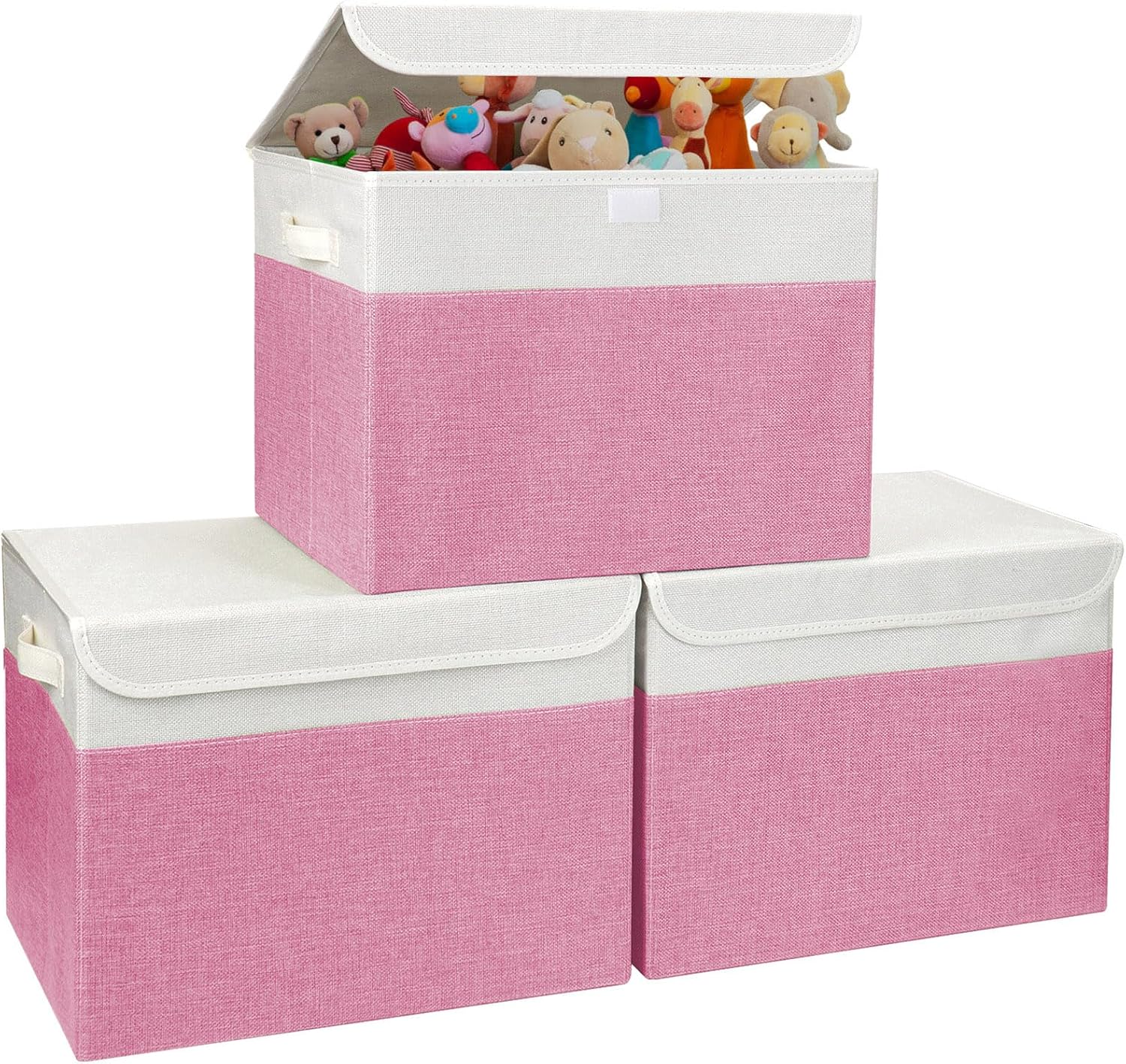 Large 22 Quart Linen Fabric Foldable Storage Bin Cube Organizer Basket with Flip-Top Lid & Handles, Clothes Blanket Box for Home, Office, Closet, Gray, 4 Pack 14.6 x 9.5 x 9.5” - Grand Goldman