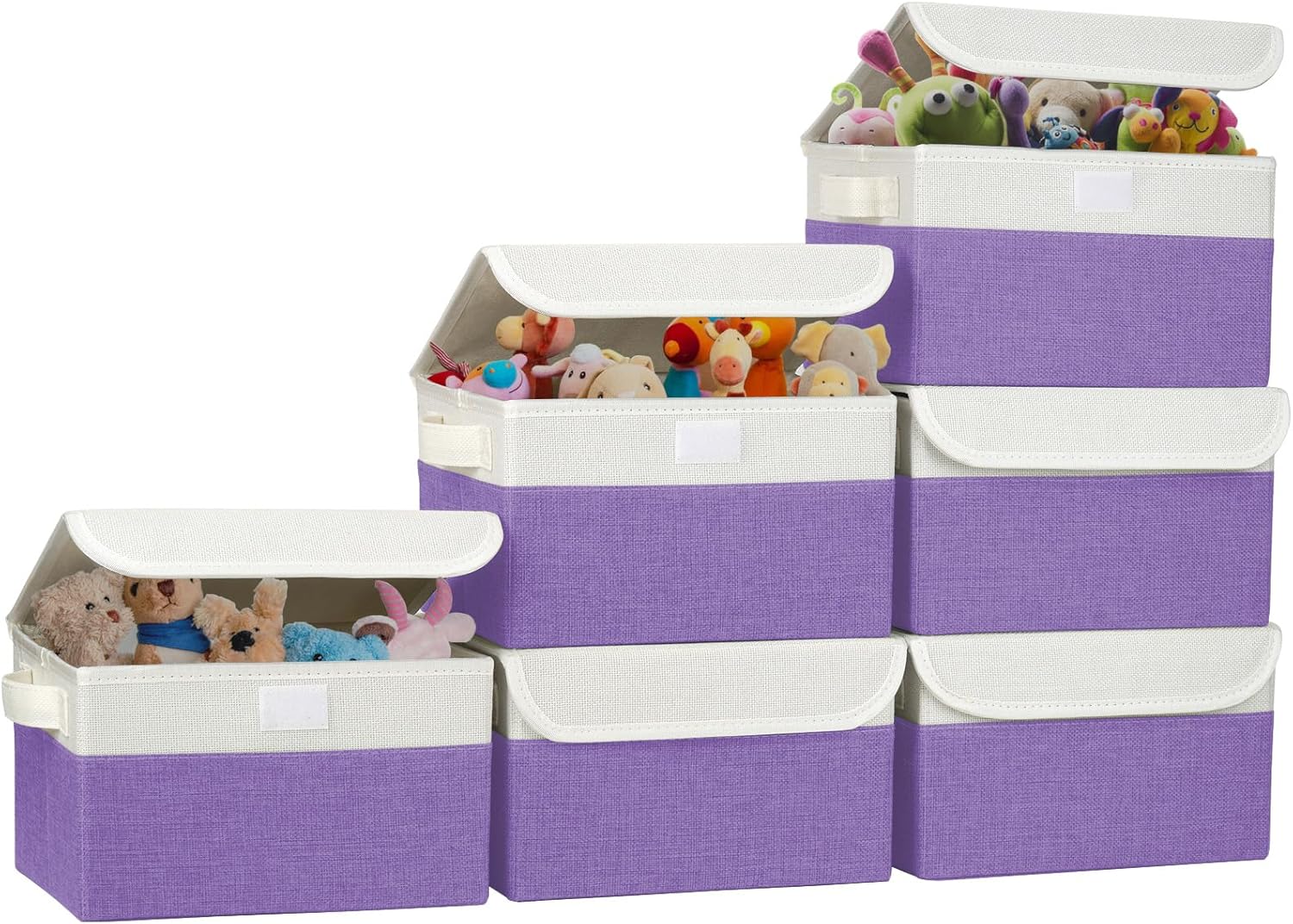 Large 22 Quart Linen Fabric Foldable Storage Bin Cube Organizer Basket with Flip-Top Lid & Handles, Clothes Blanket Box for Home, Office, Closet, Gray, 4 Pack 14.6 x 9.5 x 9.5” - Grand Goldman