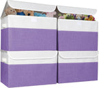 Large 22 Quart Linen Fabric Foldable Storage Bin Cube Organizer Basket with Flip-Top Lid & Handles, Clothes Blanket Box for Home, Office, Closet, Gray, 4 Pack 14.6 x 9.5 x 9.5” - Grand Goldman