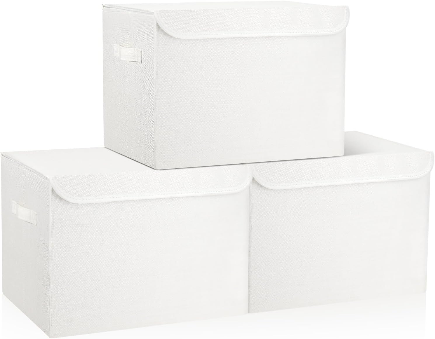 Large 22 Quart Linen Fabric Foldable Storage Bin Cube Organizer Basket with Flip-Top Lid & Handles, Clothes Blanket Box for Home, Office, Closet, Gray, 4 Pack 14.6 x 9.5 x 9.5” - Grand Goldman