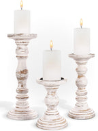 Large Candle Holders for Pillar Candles - Rustic Farmhouse Style Home Decor - Perfect for Table Centerpieces, Coffee Table or Fireplace Mantel - 3 Piece Set - White - Grand Goldman